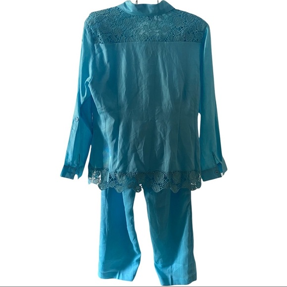 EY Especially Yours 100% Linen Blue Pant Suit Sm - Picture 2 of 12